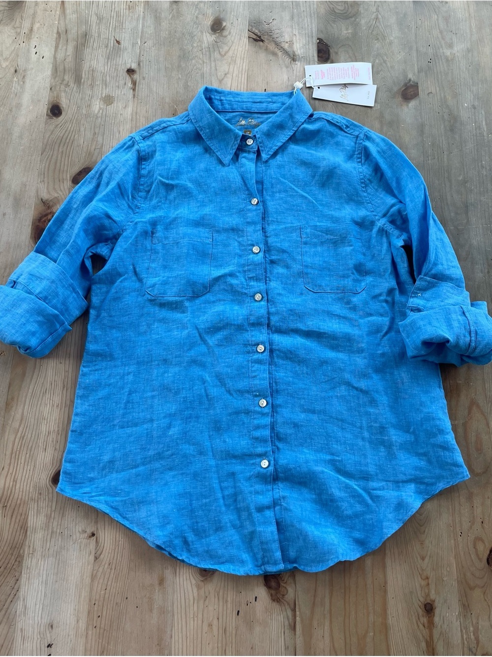 NWT Lilly Pulitzer Seacoast Linen Coastal Prep Palm Beach Button Down- Small
